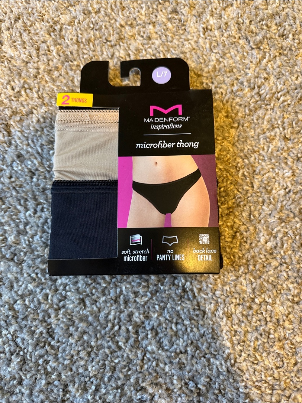 Maidenform Microfiber Thong 2-Pack in Black and Beige